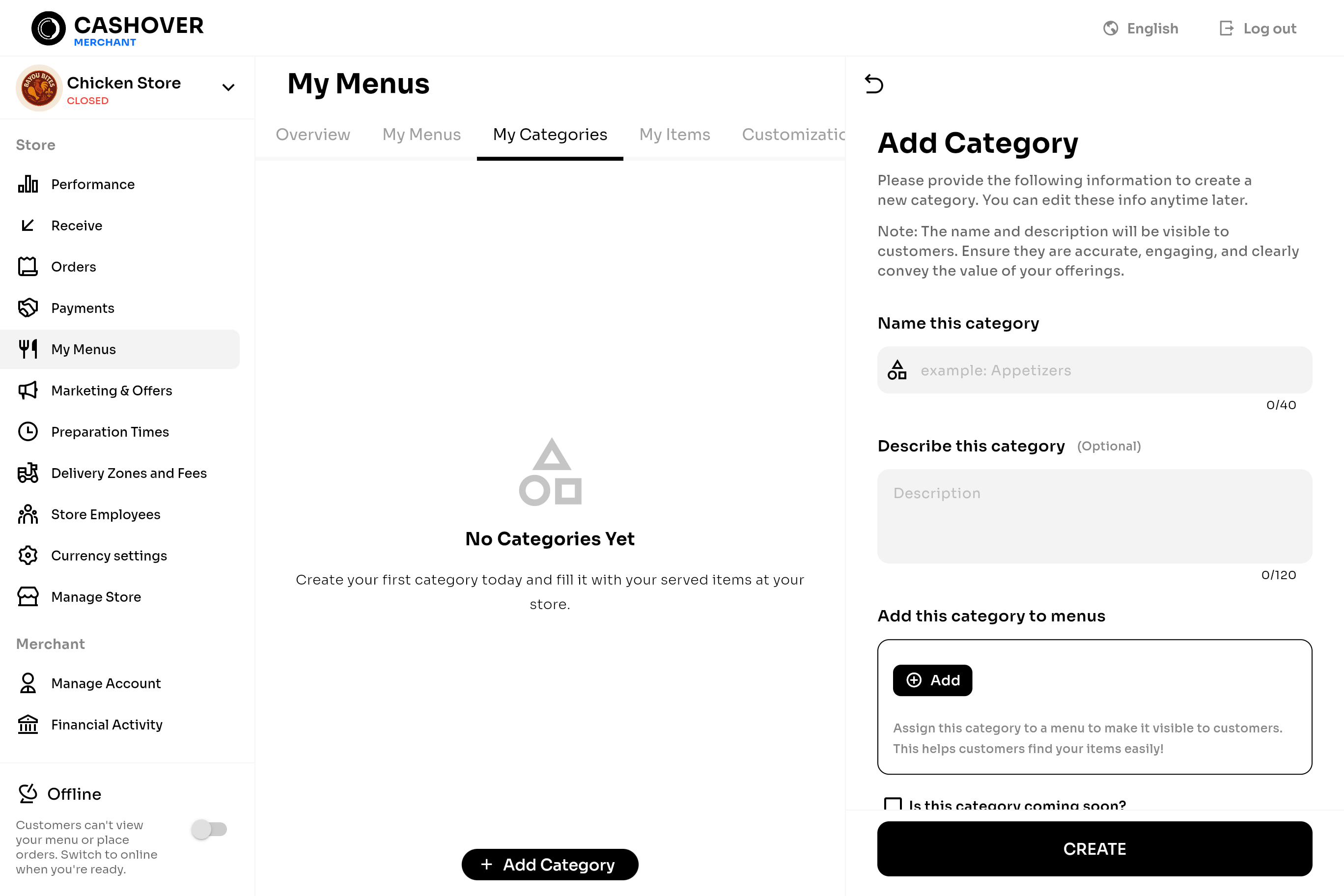 Create Menu