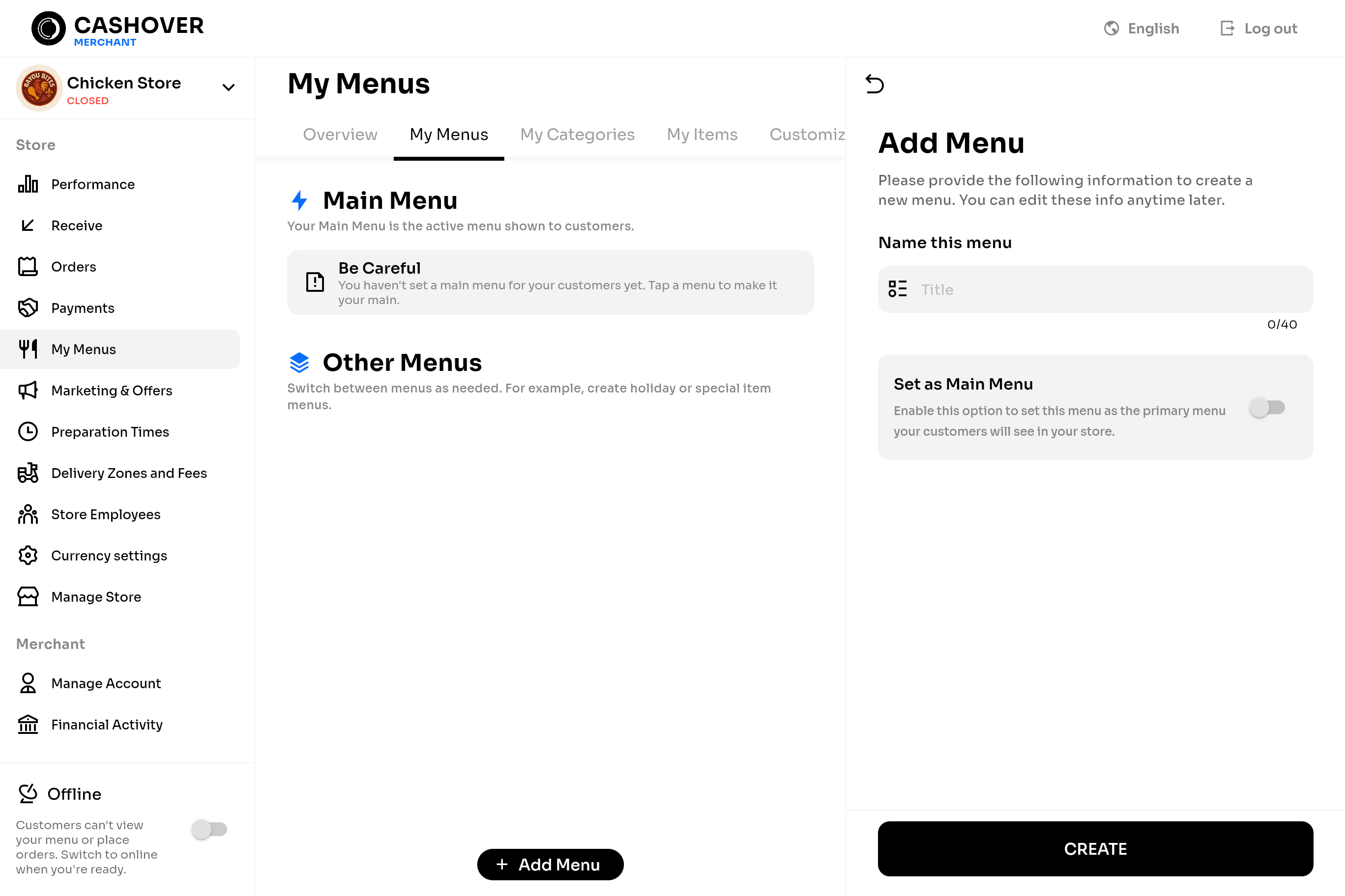 Create Menu