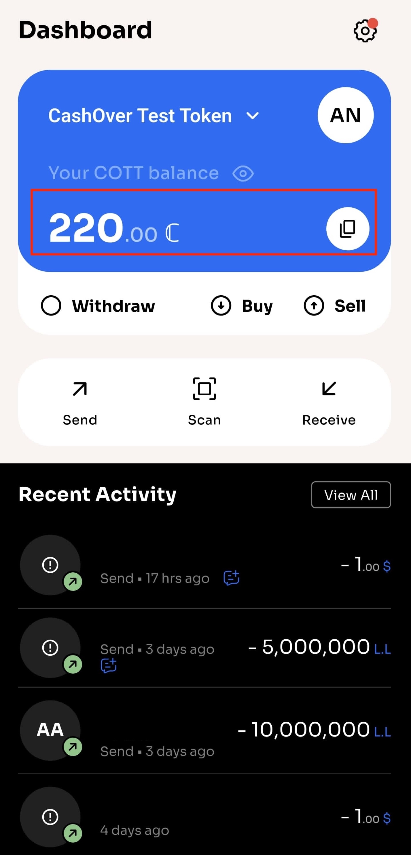 Copy wallet address