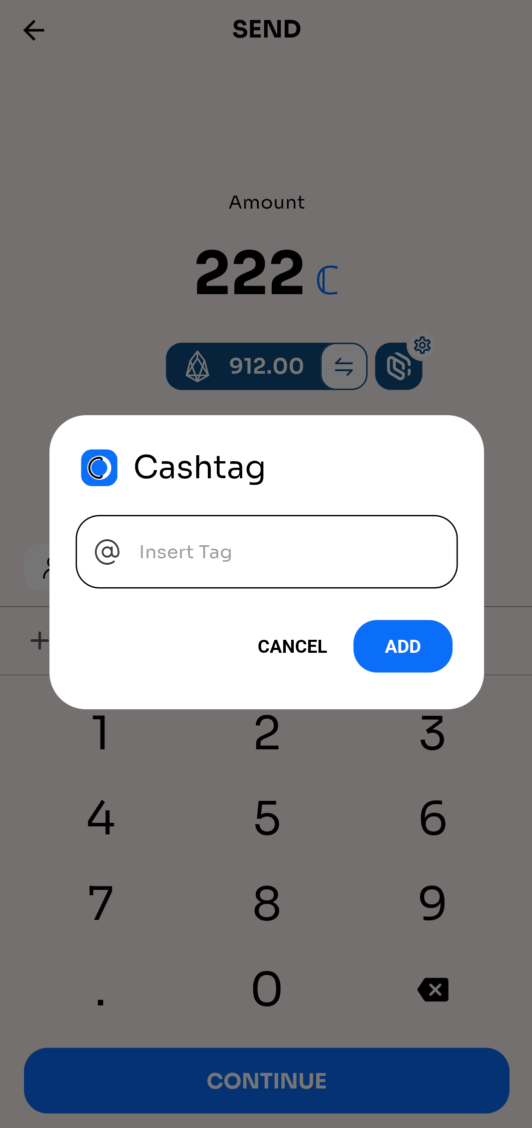 Cashtag entry