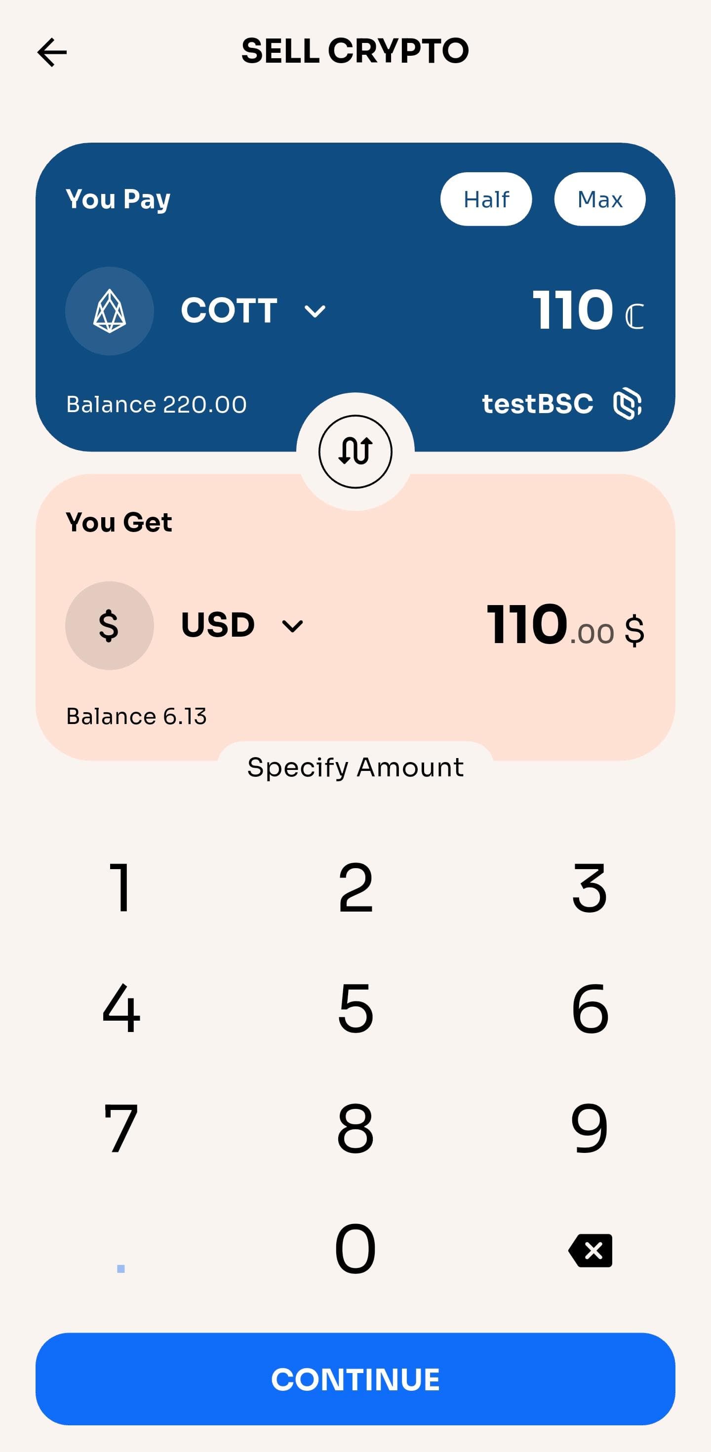 Sell crypto