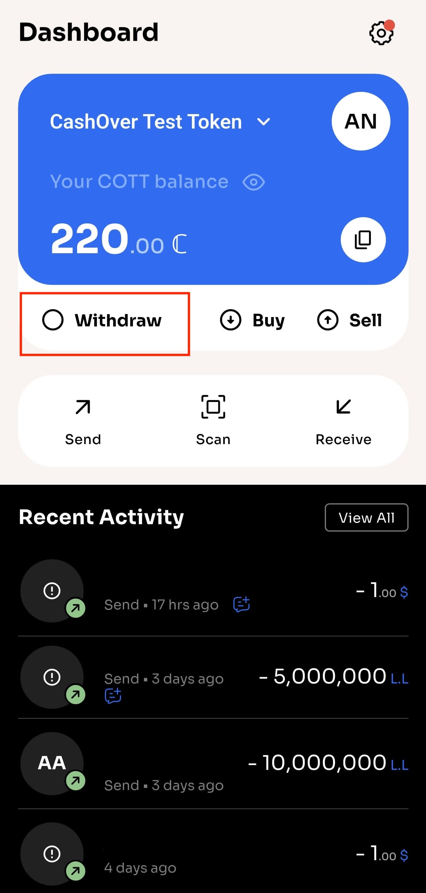 Withdraw crypto